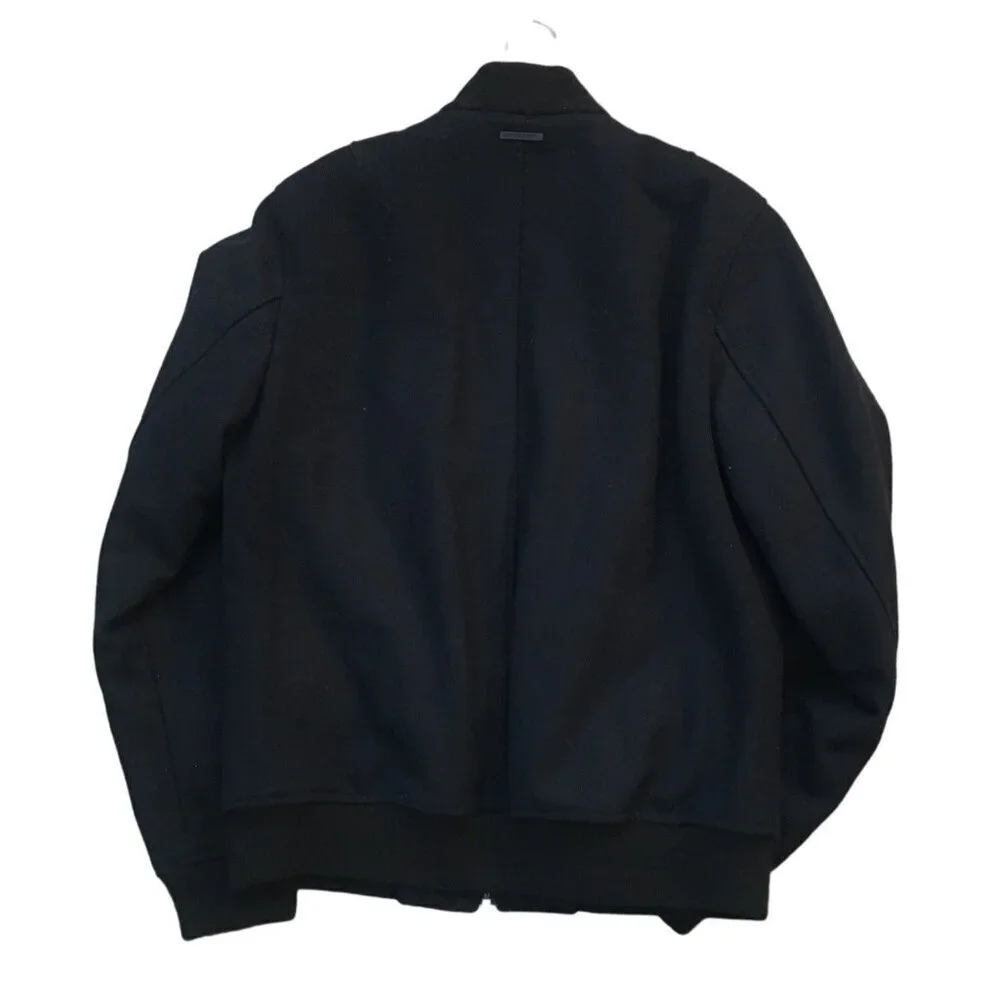 Michael Kors Mens Wool-Blend Bomber Jacket With Quilted Lining & Zip Closure